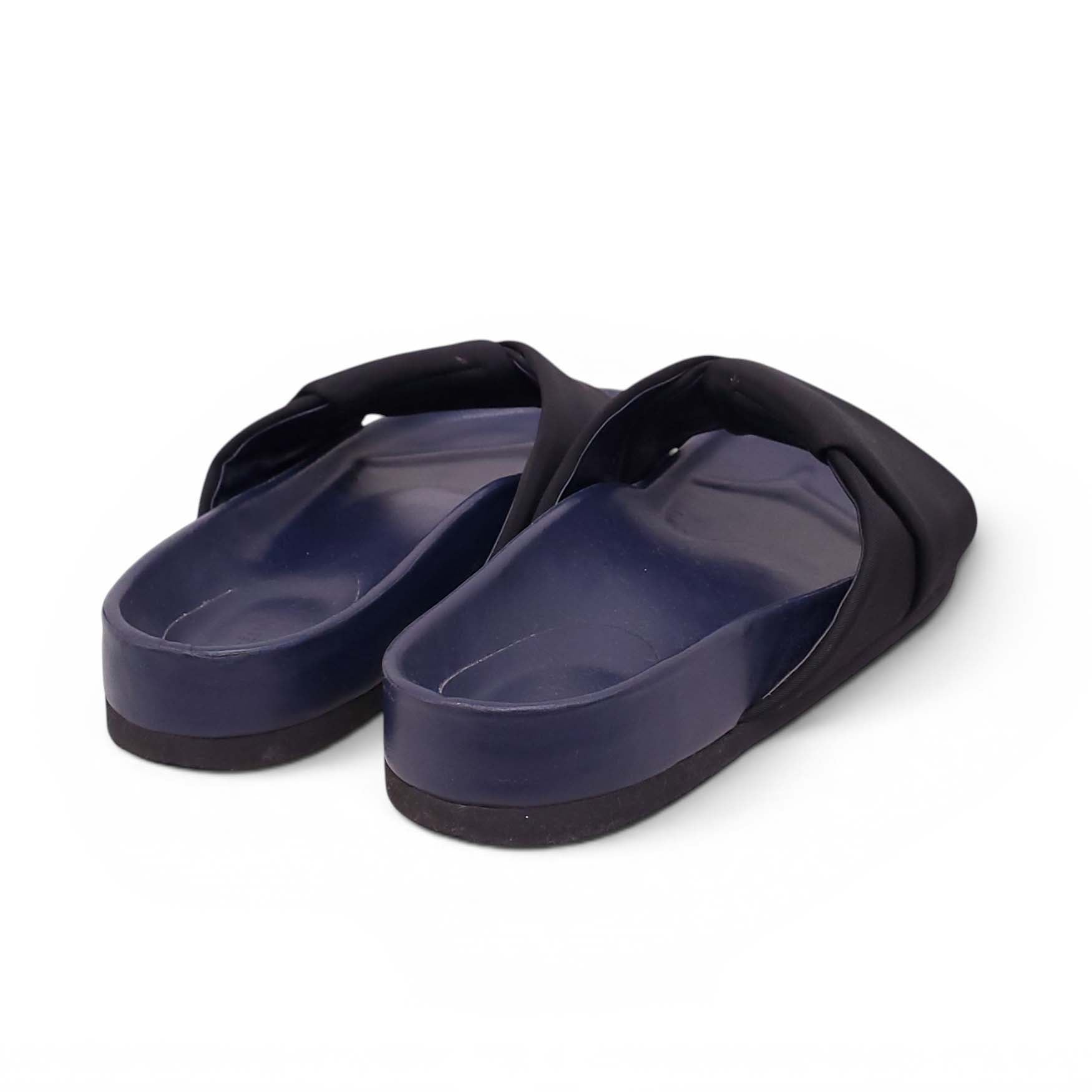 CELINE BLACK AND NAVY SLIDE SANDALS - SIZE 38