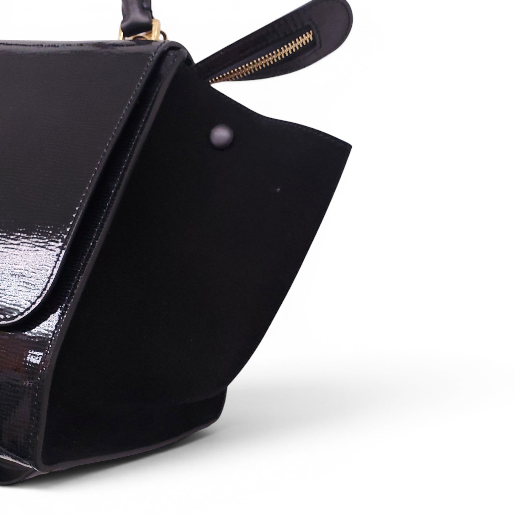 CELINE BLACK PATENT TRAPEZE BAG