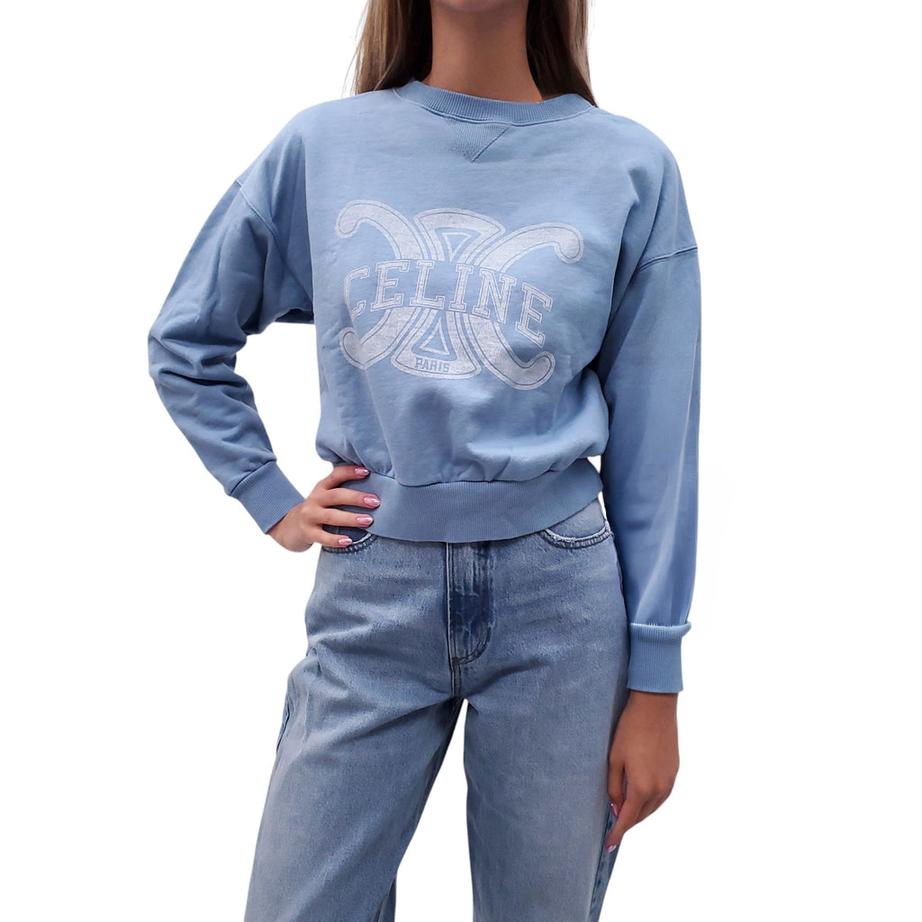 CELINE BLUE LOGO SWEATSHIRT - SIZE XS