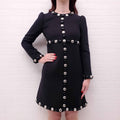 CELINE RUNWAY DRESS BLACK AND SILVER STUDDED DETAIL - SIZE 38