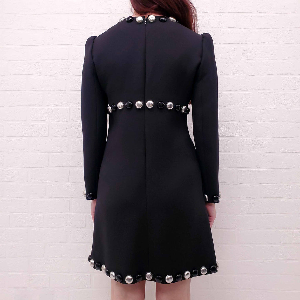 CELINE RUNWAY DRESS BLACK AND SILVER STUDDED DETAIL - SIZE 38