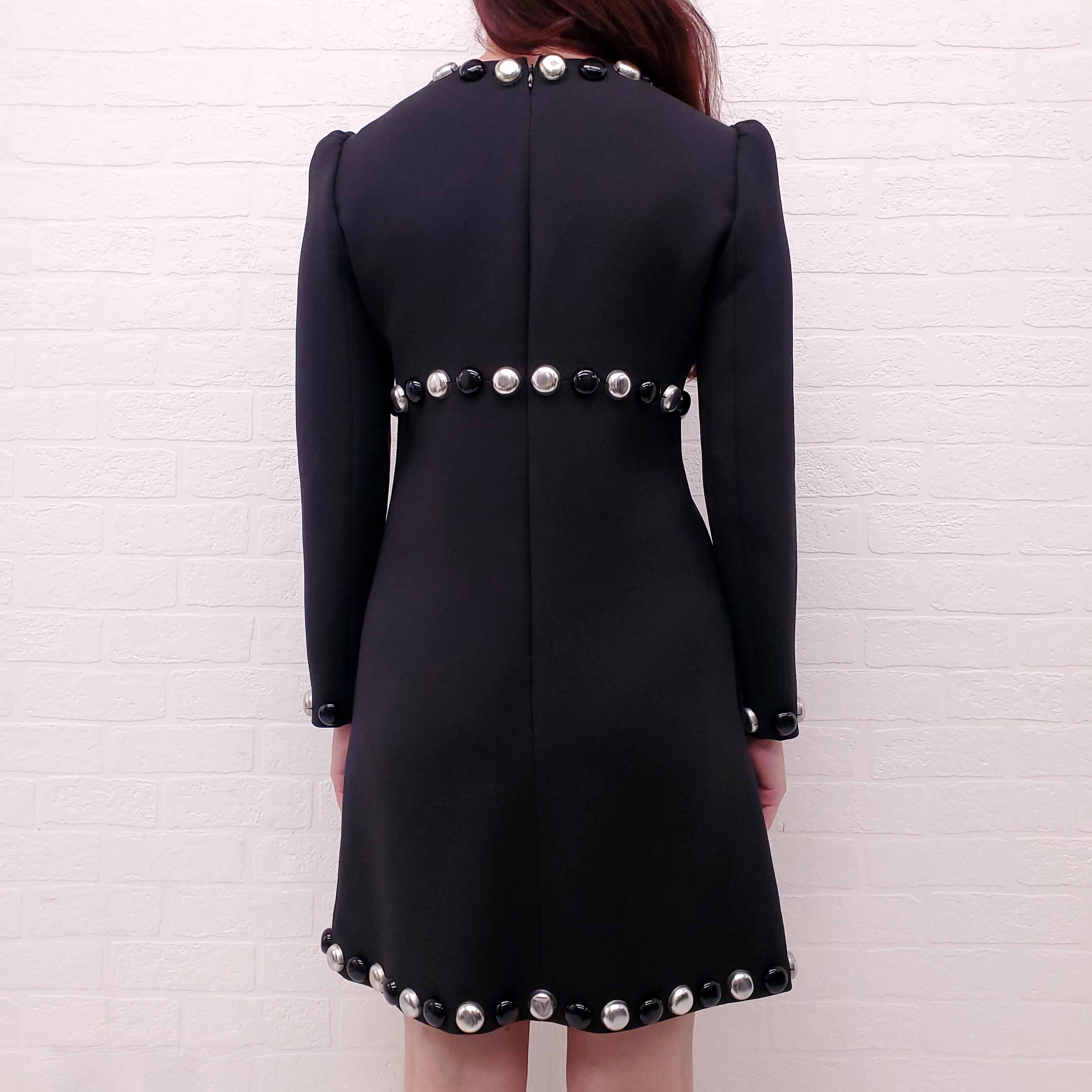 CELINE RUNWAY DRESS BLACK AND SILVER STUDDED DETAIL - SIZE 38