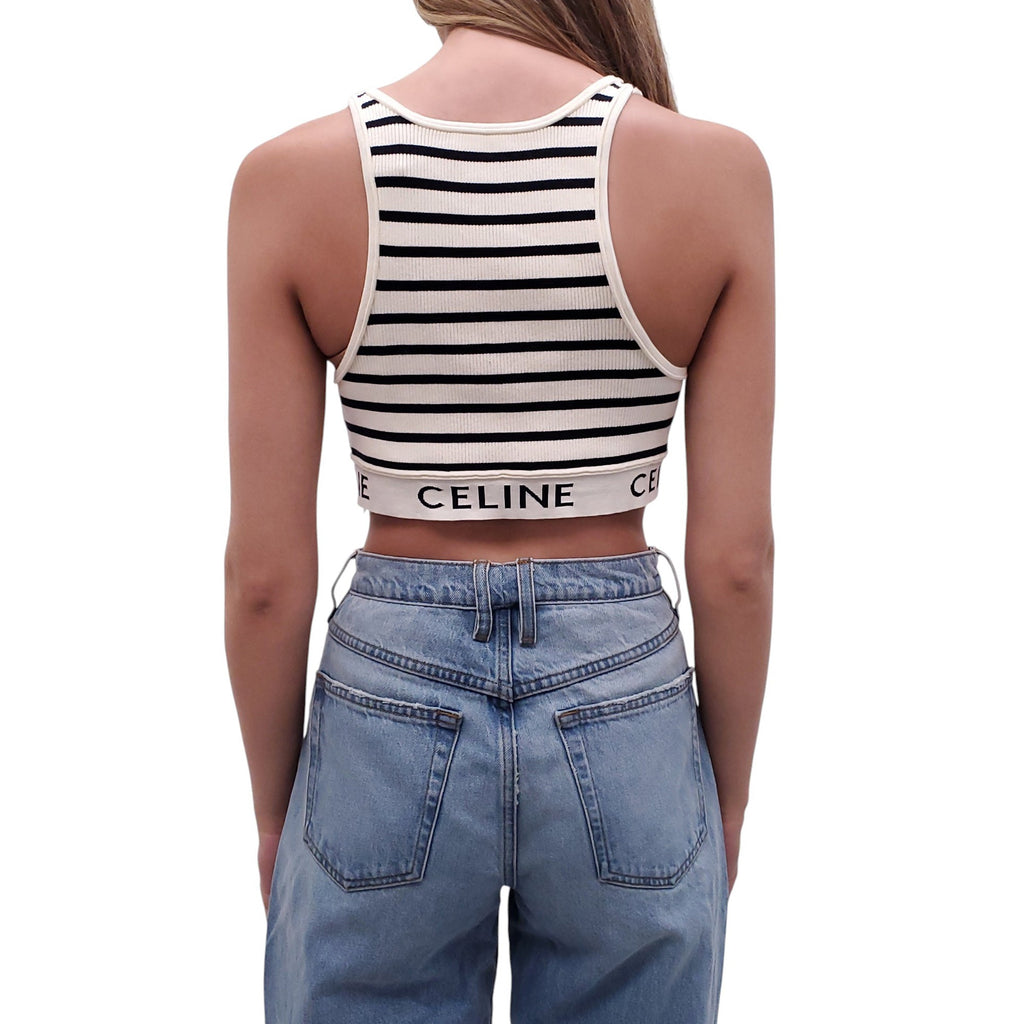 CELINE STRIPED LOGO BRALETTE TOP - SIZE L