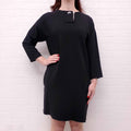 CELINE TUNIC DRESS WITH CREAM FOLDOVER DETAIL - SIZE 38