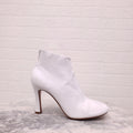CELINE WHITE LEATHER SQUARE TOE BOOTIES - SIZE 40.5