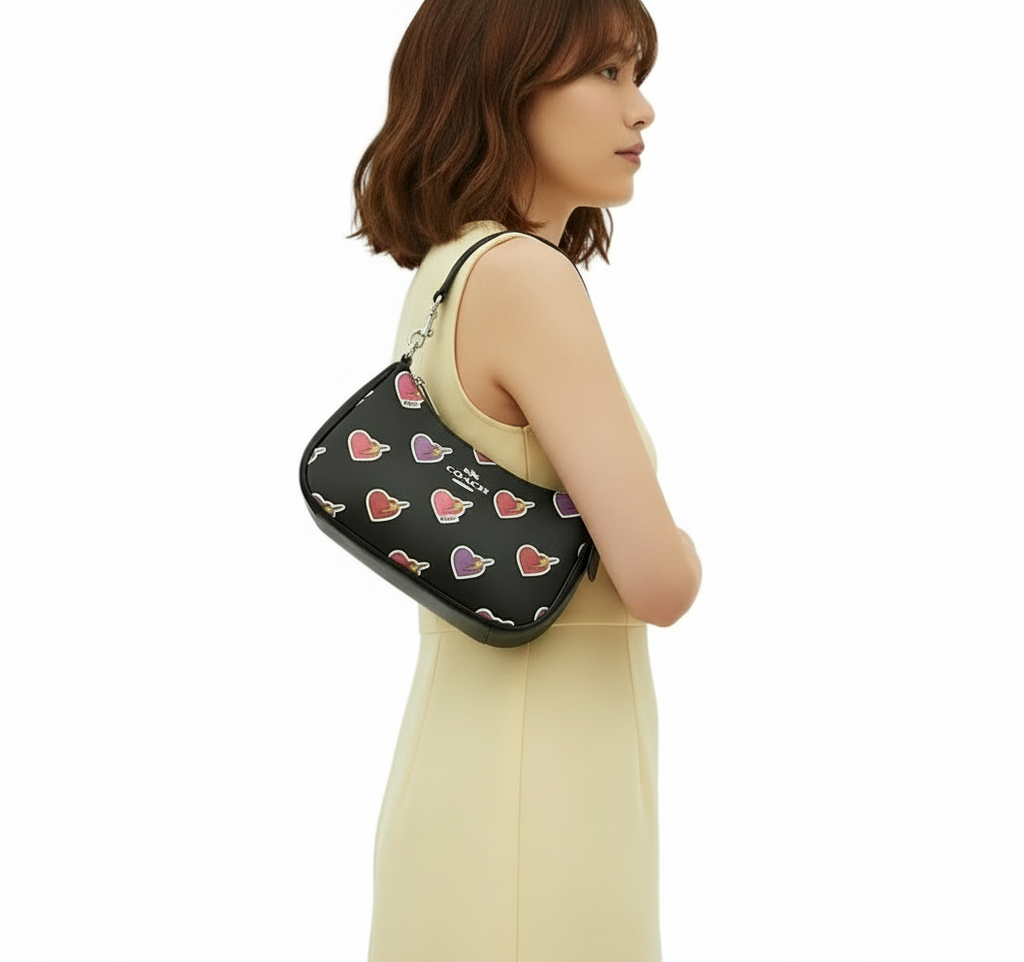 NWT Coach Teri Shoulder Bag With Heart Bolt Print
