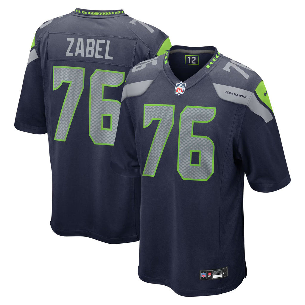 Seattle Seahawks Grey Zabel College Navy 2025 NFL Draft First Round Pick Game Jersey
