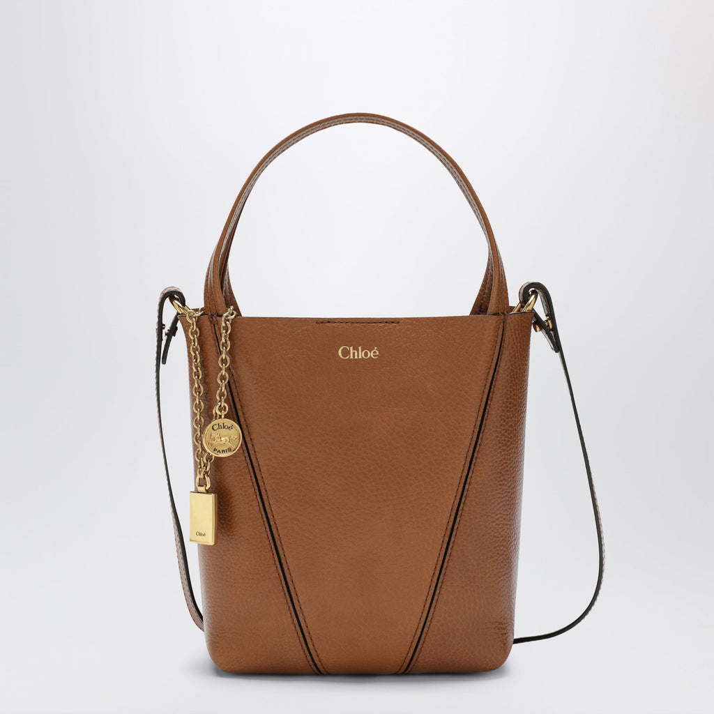 Chloe Small Spin Brown Leather Tote Bag Women