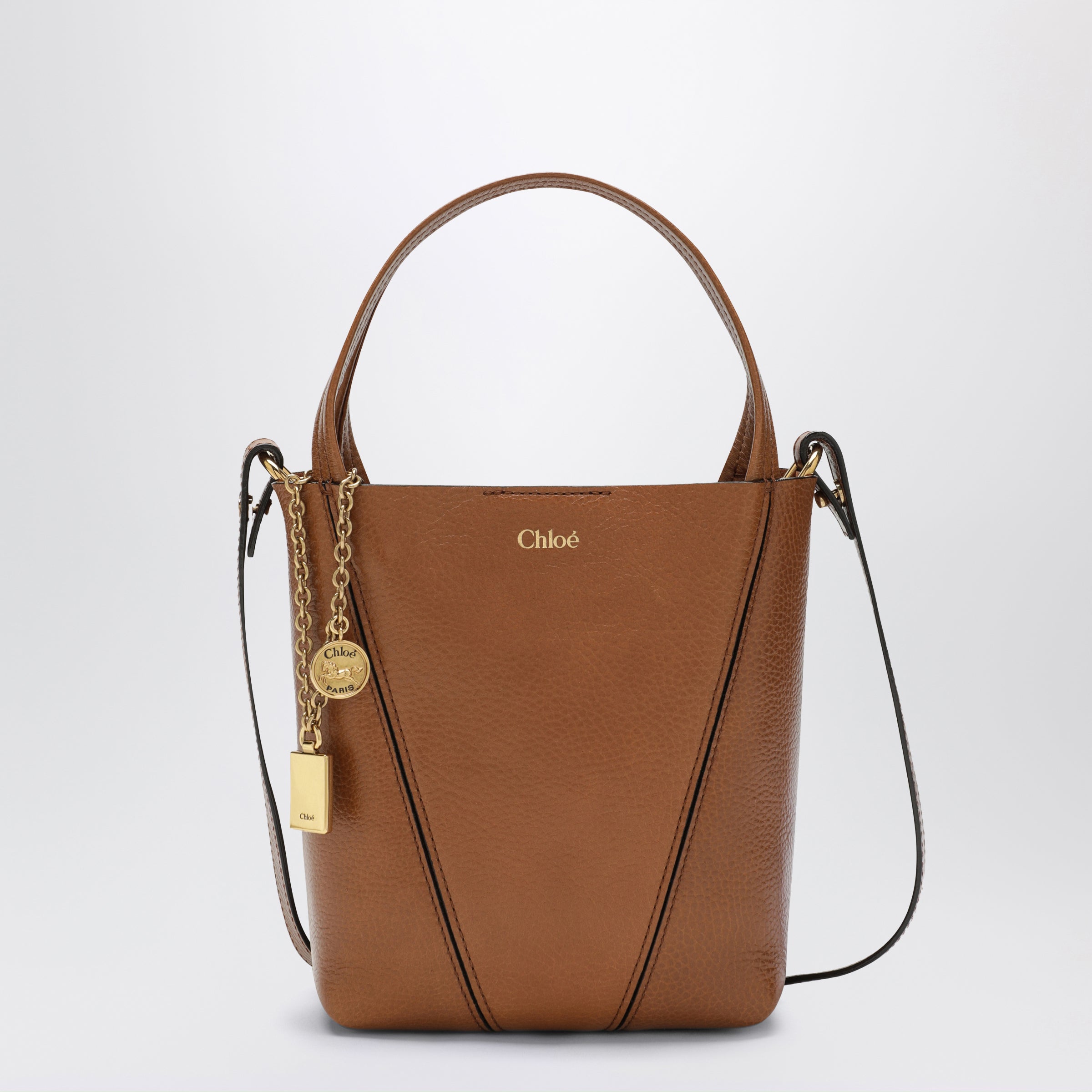 Chloe Small Spin Brown Leather Tote Bag Women