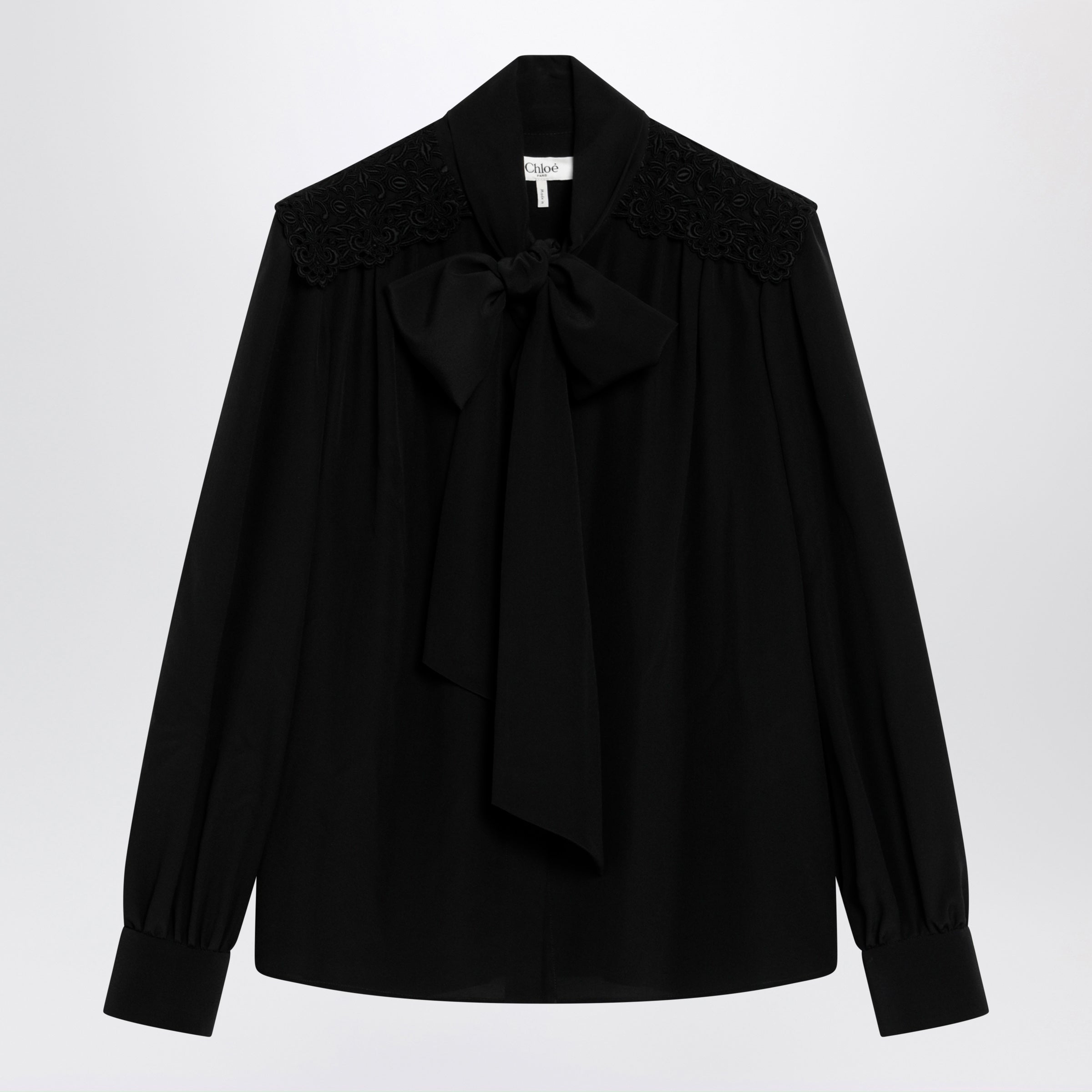 Chloe Black Silk Blouse With Lavalliã¨Re Women