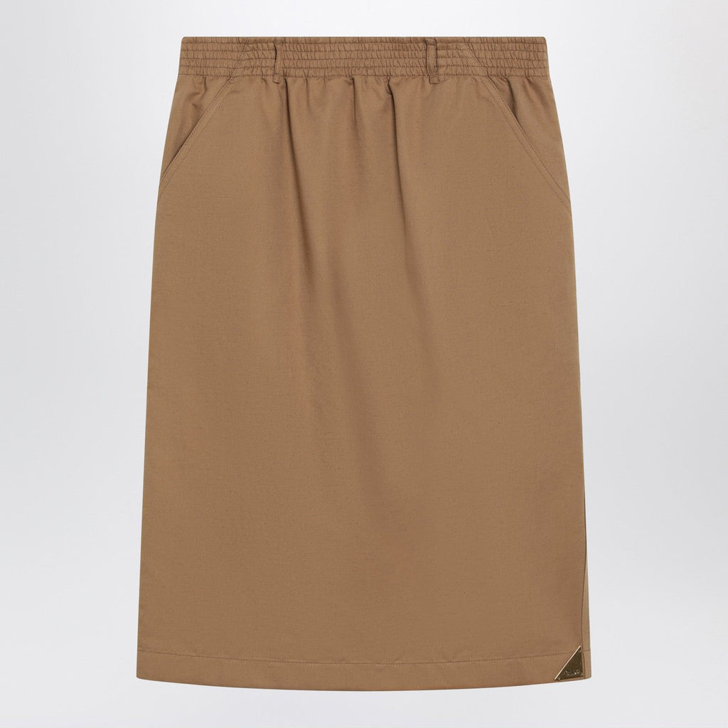 Chloe Beige Midi Pencil Skirt Women