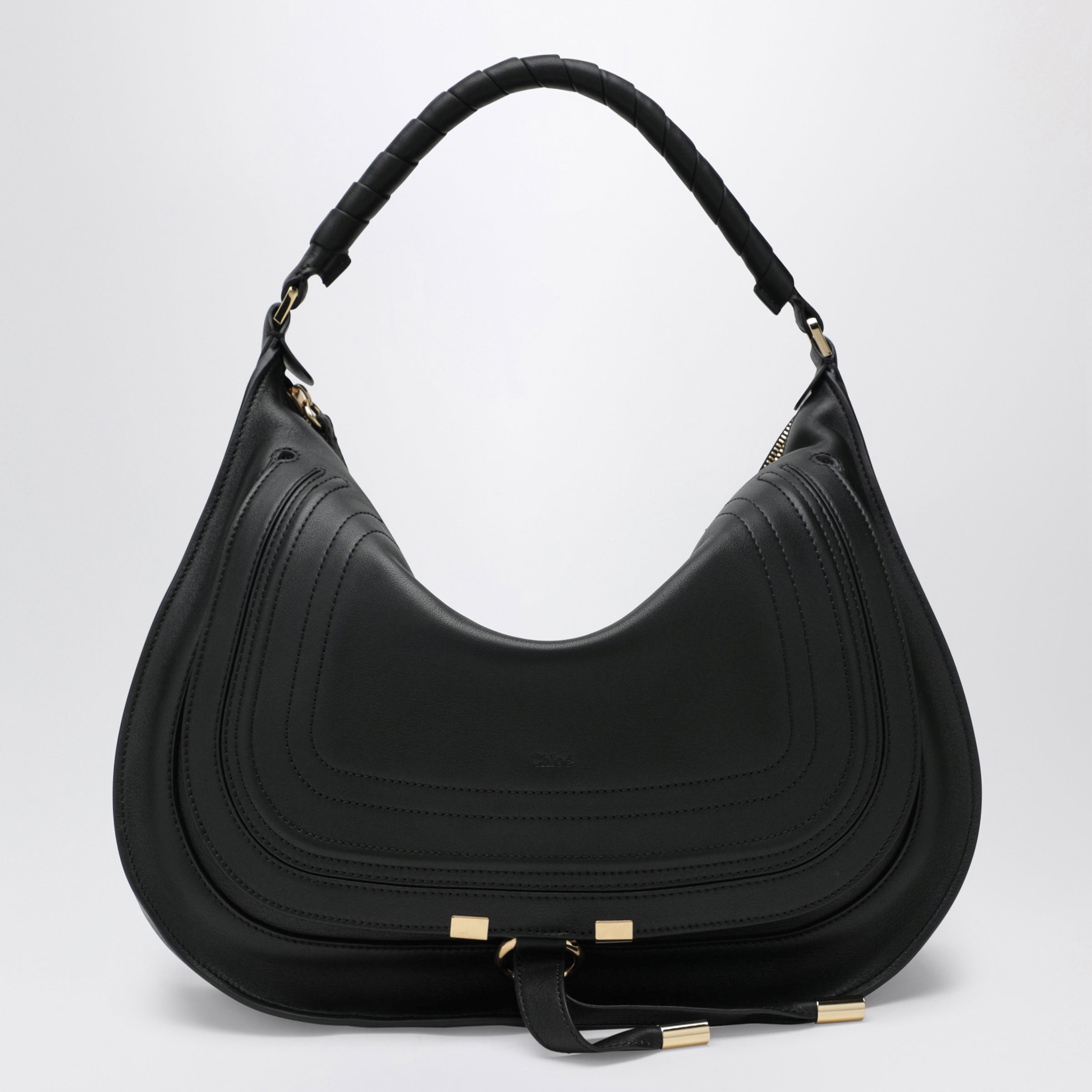 Chloe Black Leather Marcie Shoulder Bag Women