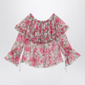 Chloe Puff-Sleeve Top In Multicolor Silk Women