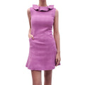 CHANEL 2023 PURPLE TWEED MINI DRESS WITH RUFFLE NECKLINE - SIZE 34