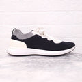 CHANEL BLACK AND CREAM KNIT LOGO SNEAKERS - SIZE 43
