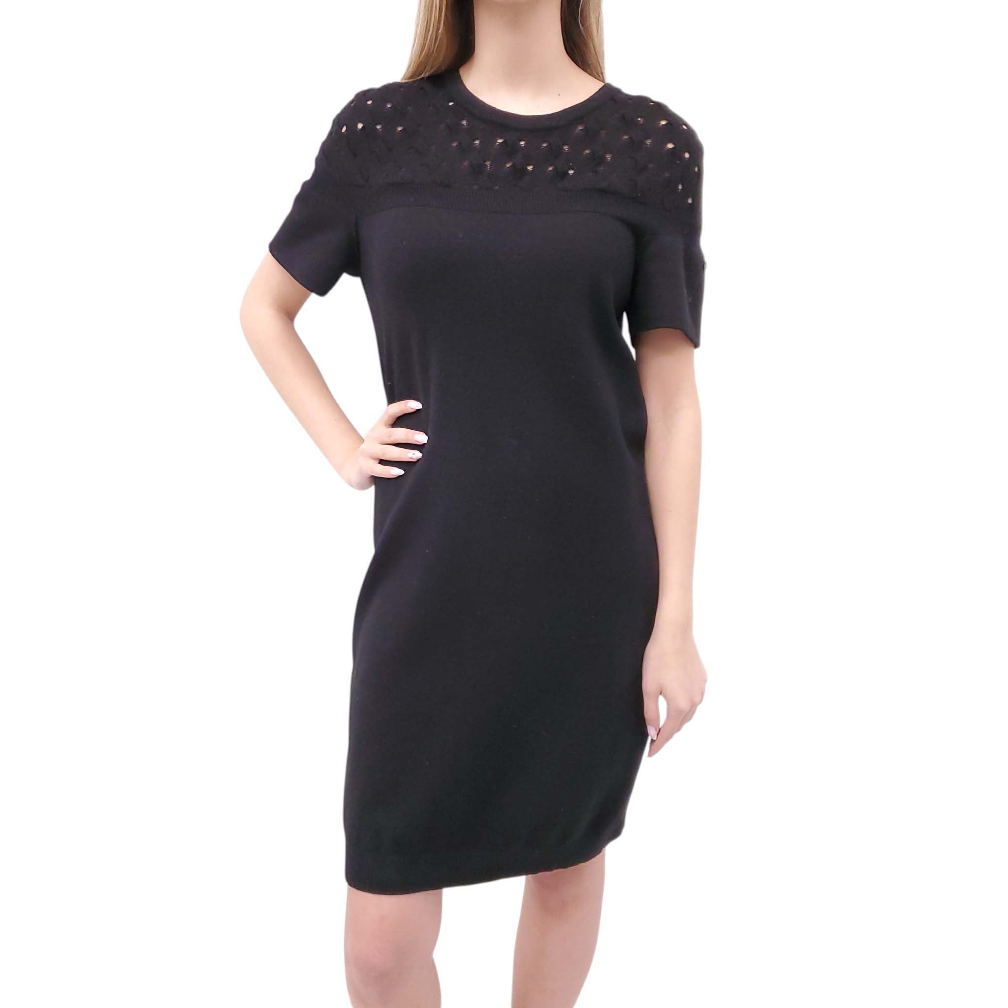 CHANEL BLACK CASHMERE SWEATER DRESS - SIZE 38