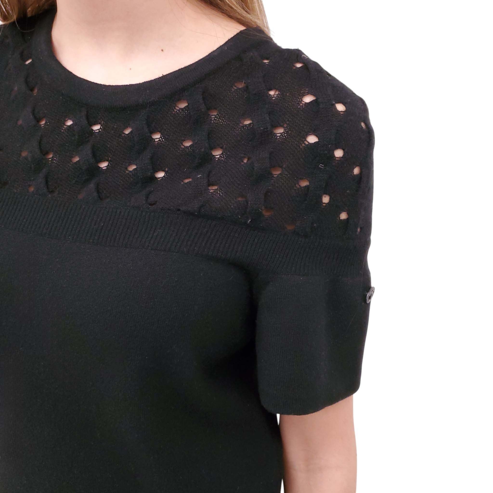 CHANEL BLACK CASHMERE SWEATER DRESS - SIZE 38