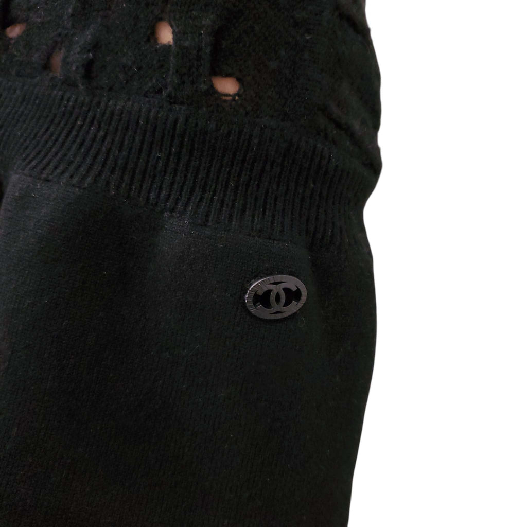 CHANEL BLACK CASHMERE SWEATER DRESS - SIZE 38
