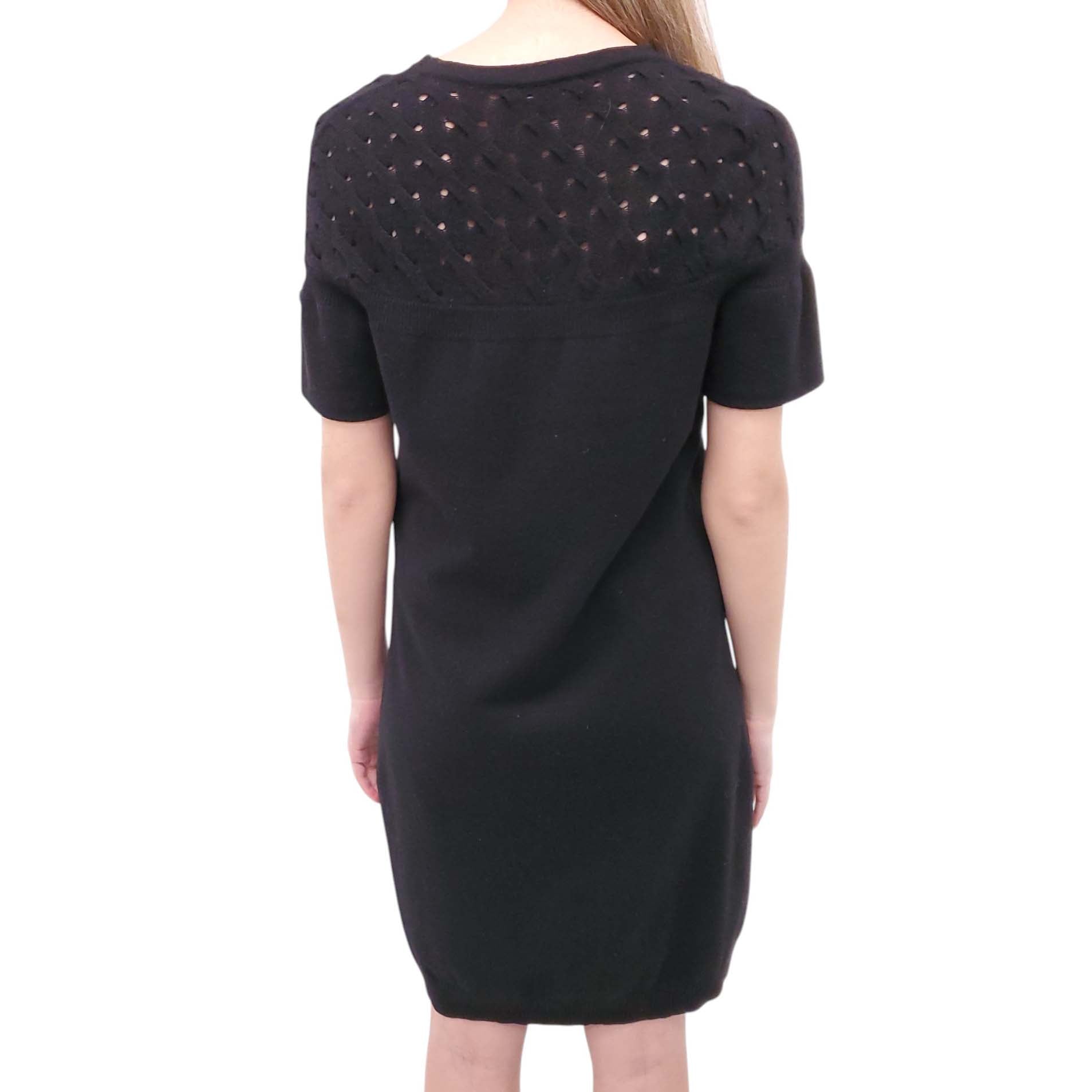 CHANEL BLACK CASHMERE SWEATER DRESS - SIZE 38