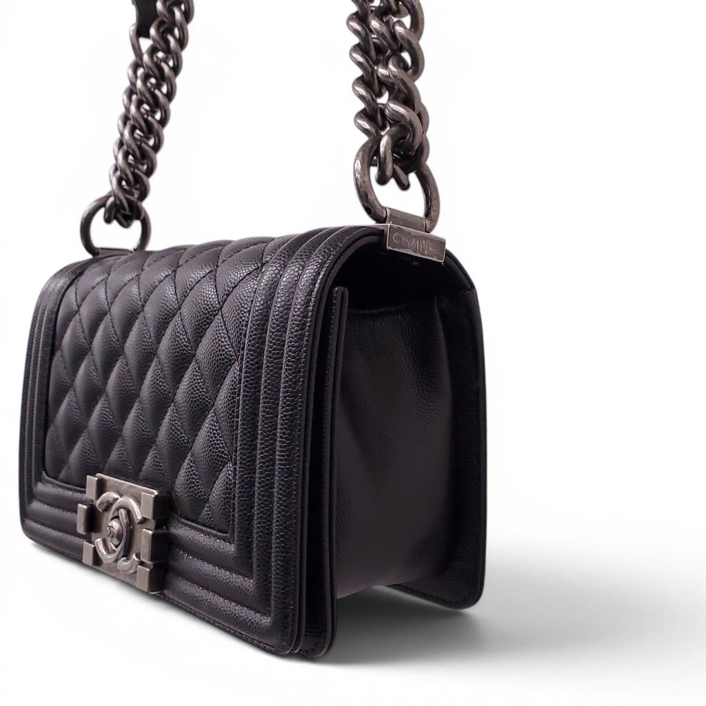CHANEL BLACK CAVIAR SMALL BOY BAG