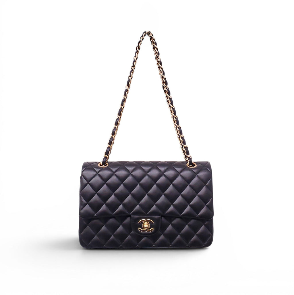 CHANEL MEDIUM BLACK CLASSIC LAMBSKIN DOUBLE FLAP BAG