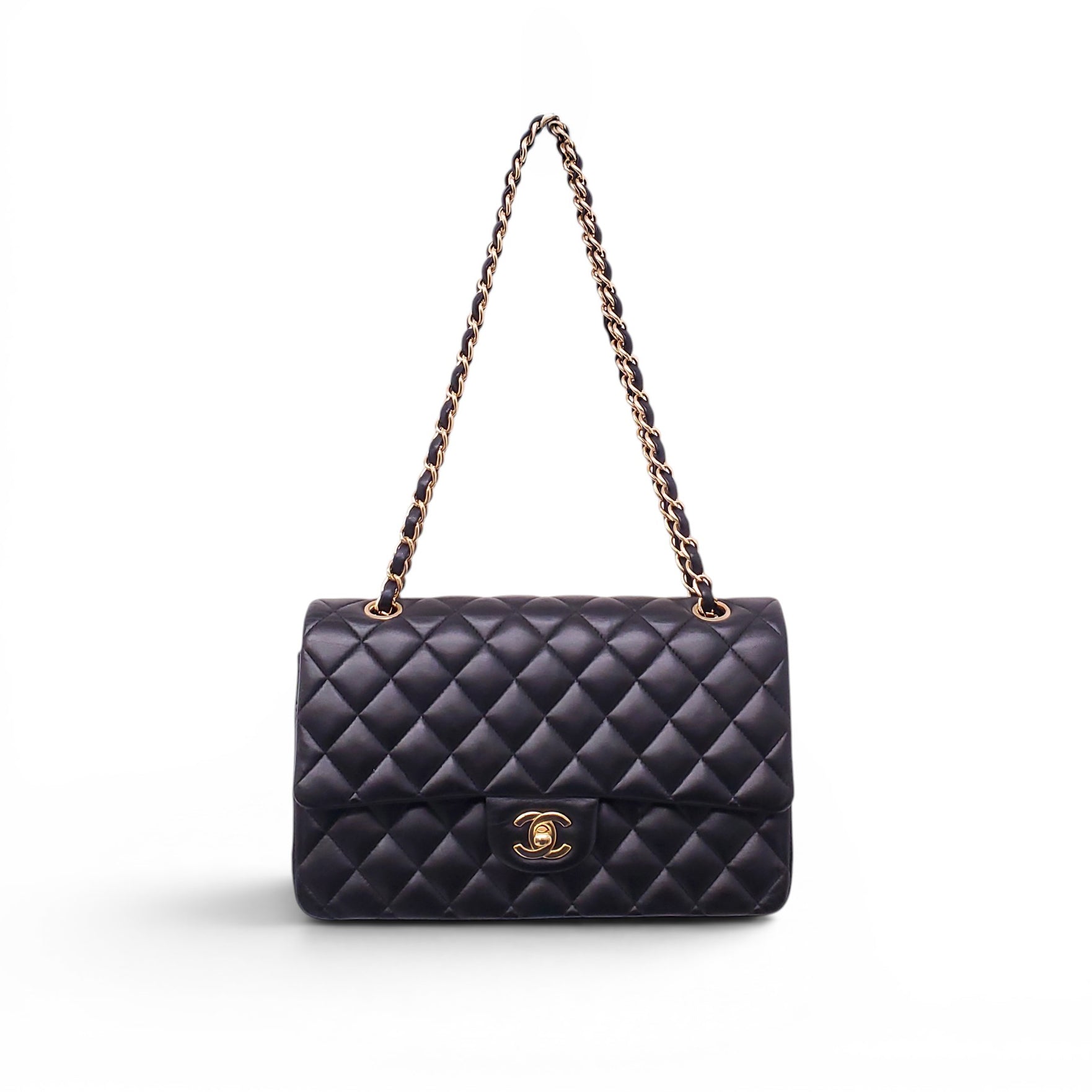 CHANEL MEDIUM BLACK CLASSIC LAMBSKIN DOUBLE FLAP BAG