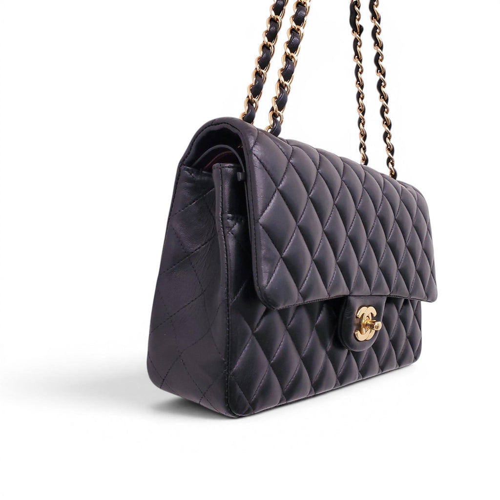 CHANEL MEDIUM BLACK CLASSIC LAMBSKIN DOUBLE FLAP BAG
