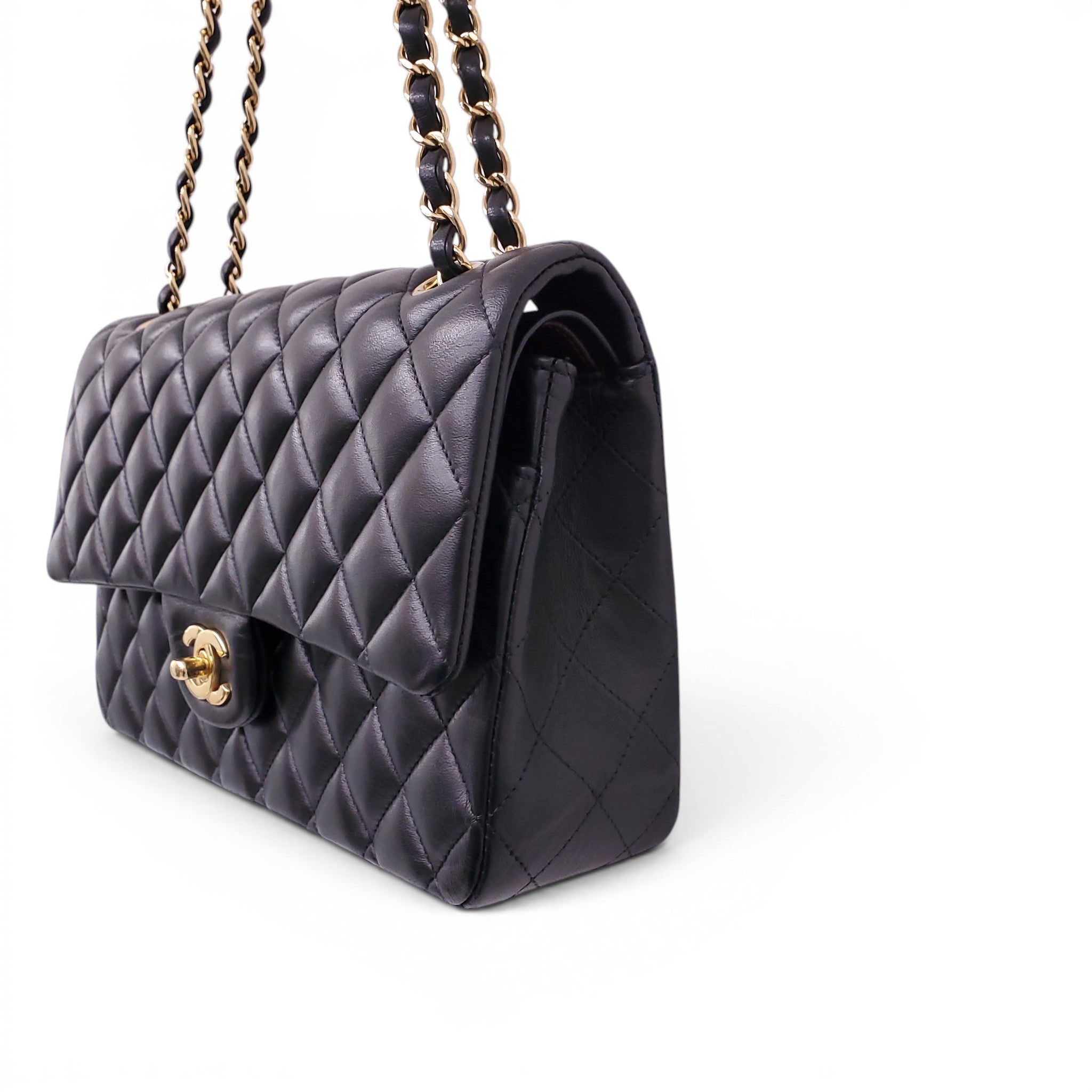 CHANEL MEDIUM BLACK CLASSIC LAMBSKIN DOUBLE FLAP BAG