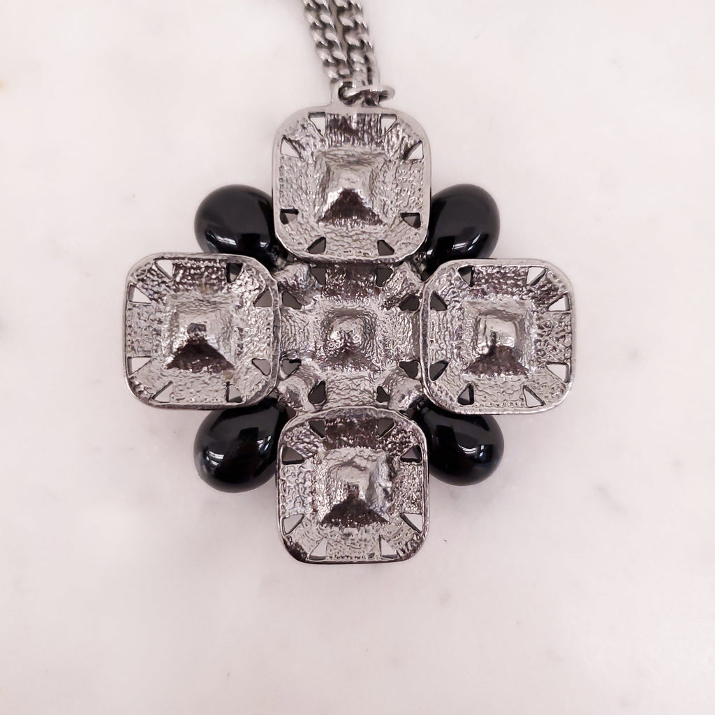 CHANEL BLACK CRYSTAL CROSS WITH LOGO