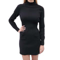 CHANEL BLACK KNIT DRESS WITH SILVER LOGO BUTTONS - SIZE 36
