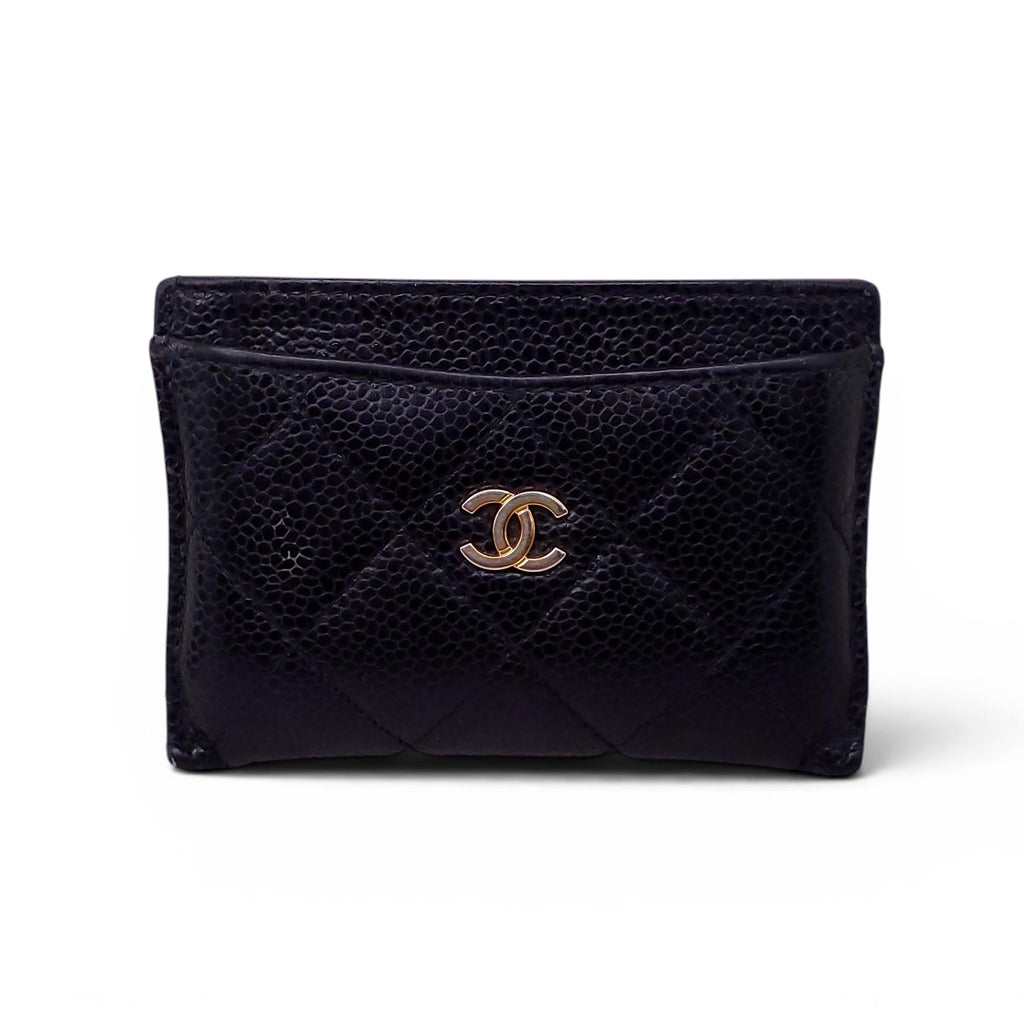 CHANEL BLACK LAMBSKIN LEATHER CARD HOLDER