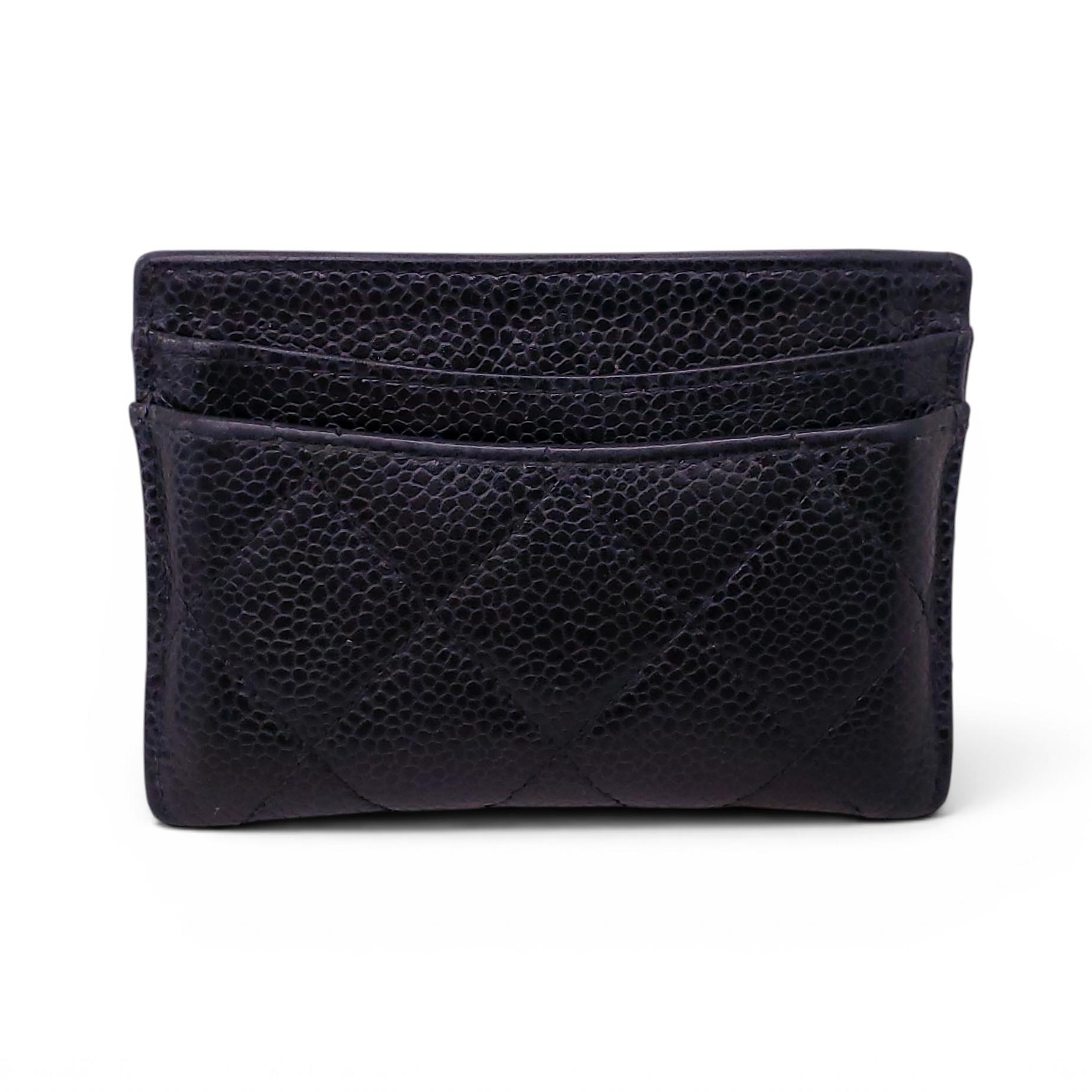 CHANEL BLACK LAMBSKIN LEATHER CARD HOLDER