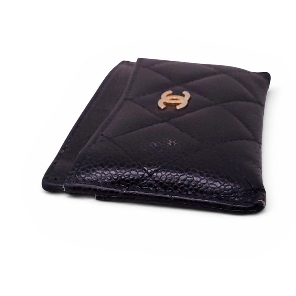 CHANEL BLACK LAMBSKIN LEATHER CARD HOLDER
