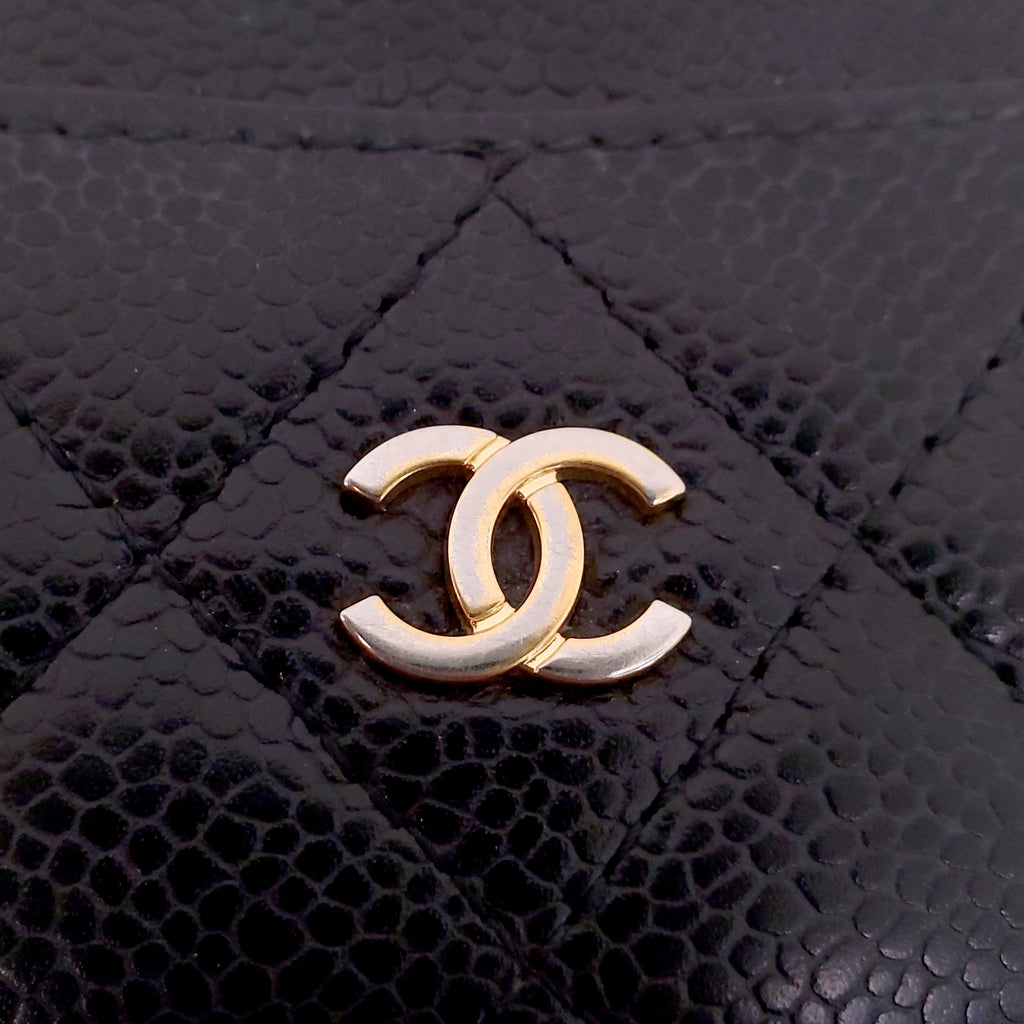 CHANEL BLACK LAMBSKIN LEATHER CARD HOLDER
