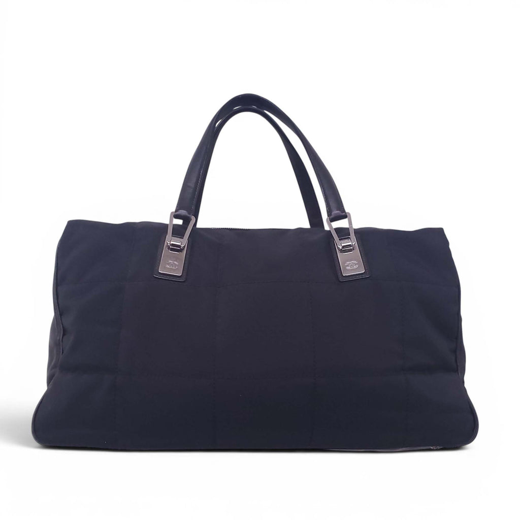 CHANEL BLACK NYLON QUILTED BOWLER BAG