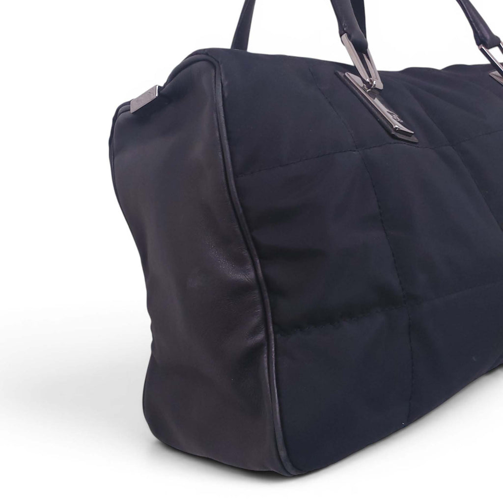 CHANEL BLACK NYLON QUILTED BOWLER BAG