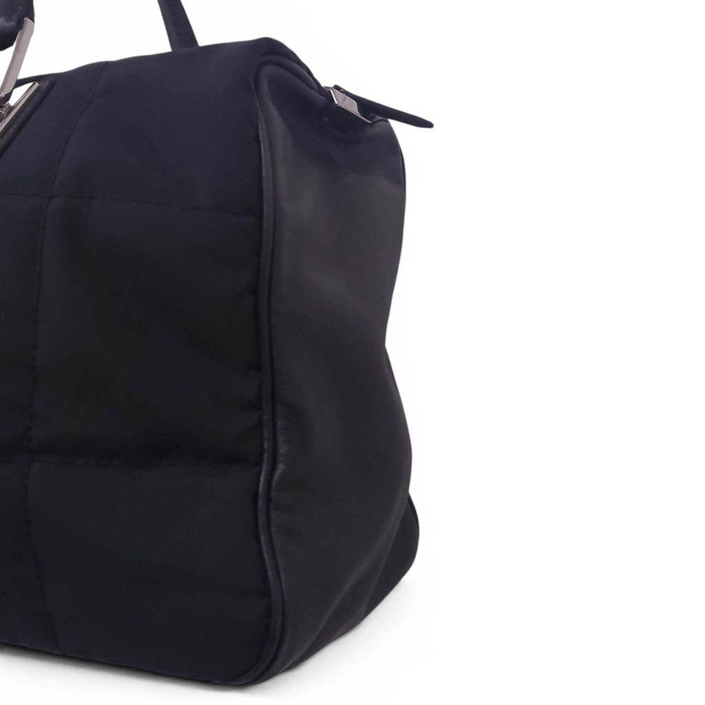 CHANEL BLACK NYLON QUILTED BOWLER BAG