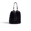 CHANEL BLACK ORYLAG MINK DRAWSTRING BUCKET BAG