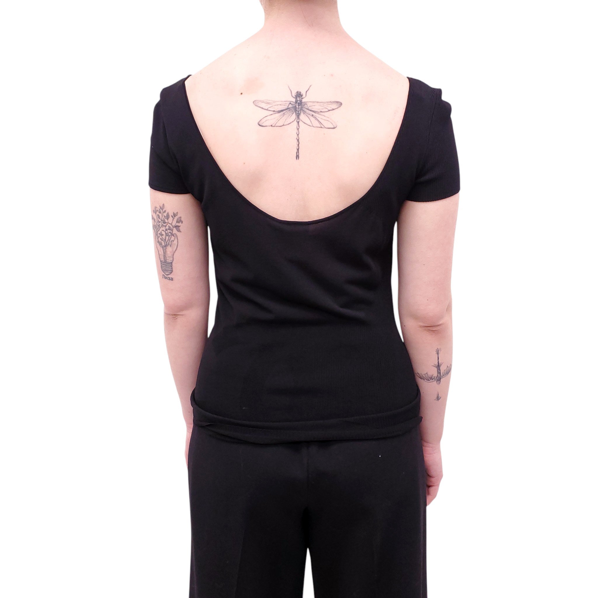CHANEL BLACK SHORT SLEEVE TOP - SIZE 40