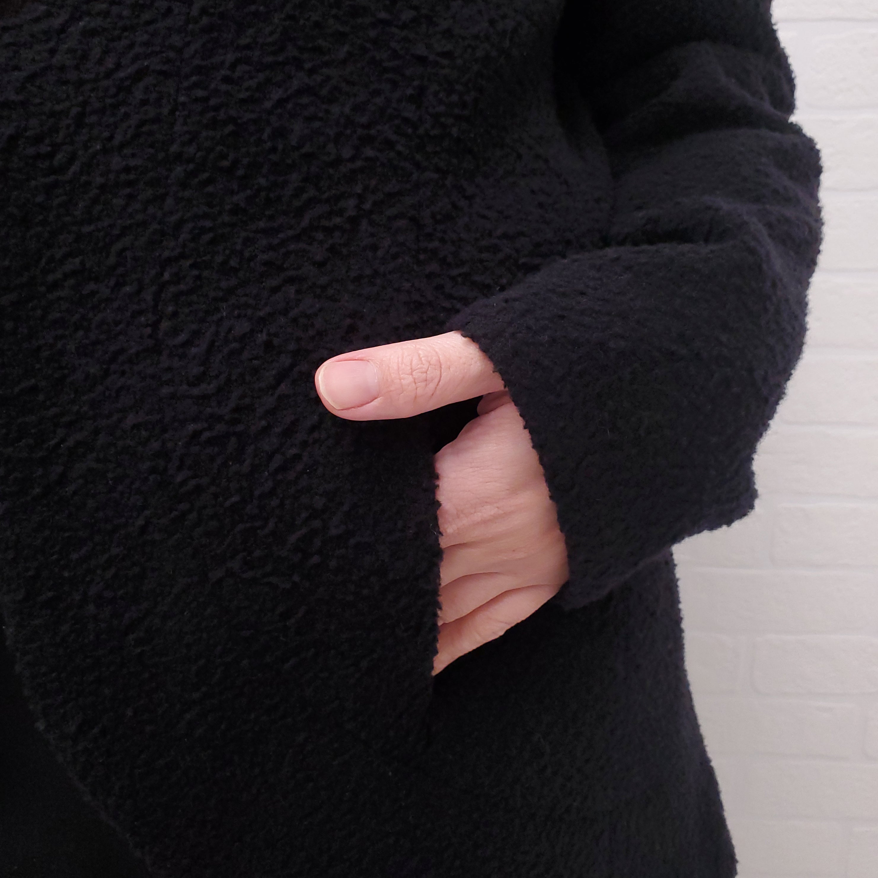 CHANEL BLACK TWEED JACKET WITH CC LOGO - SIZE 42