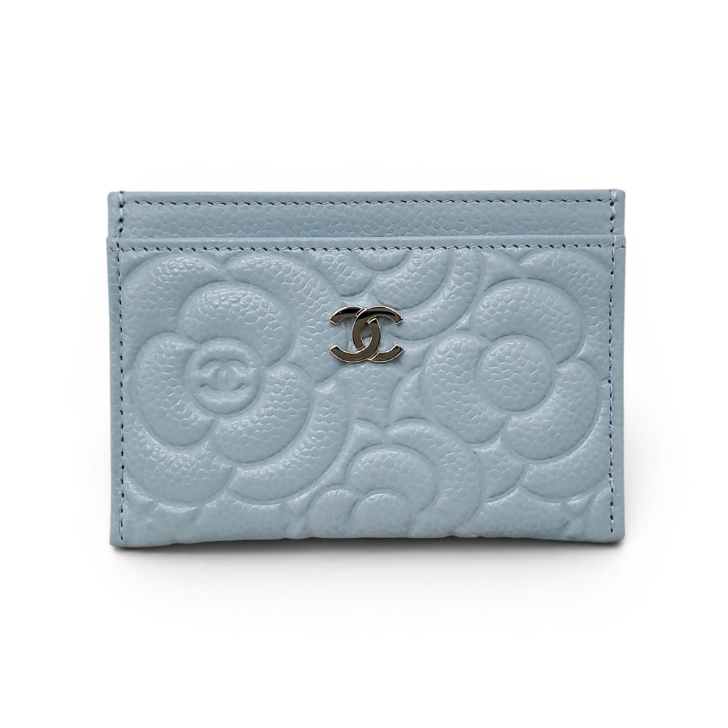 CHANEL BLUE CAMÉLIA CARD HOLDER