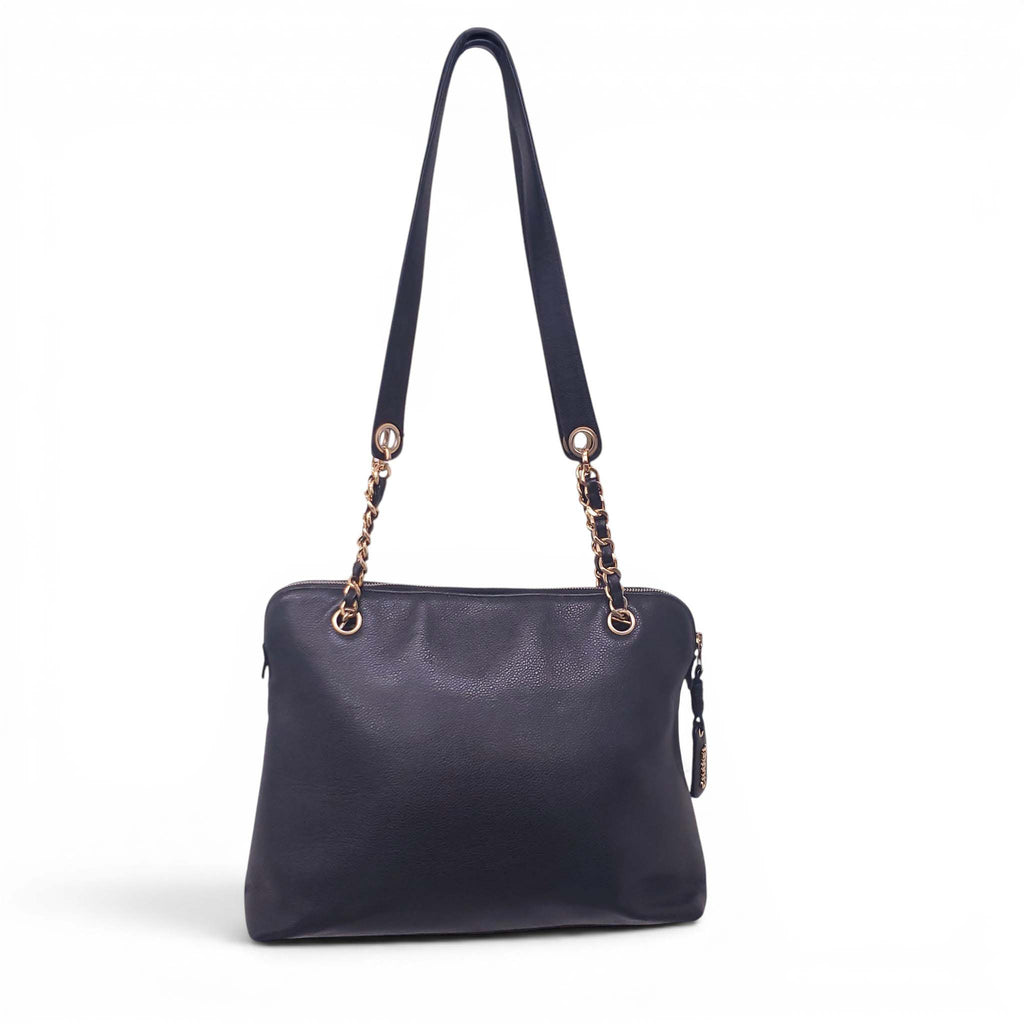 CHANEL CAVIAR LEATHER COCO MARK TURNLOCK CHAIN TOTE BAG