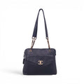 CHANEL CAVIAR LEATHER COCO MARK TURNLOCK CHAIN TOTE BAG