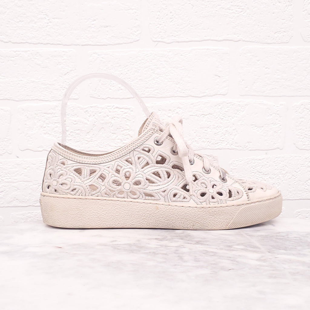 CHANEL CREAM EYELET SNEAKERS - SIZE 37