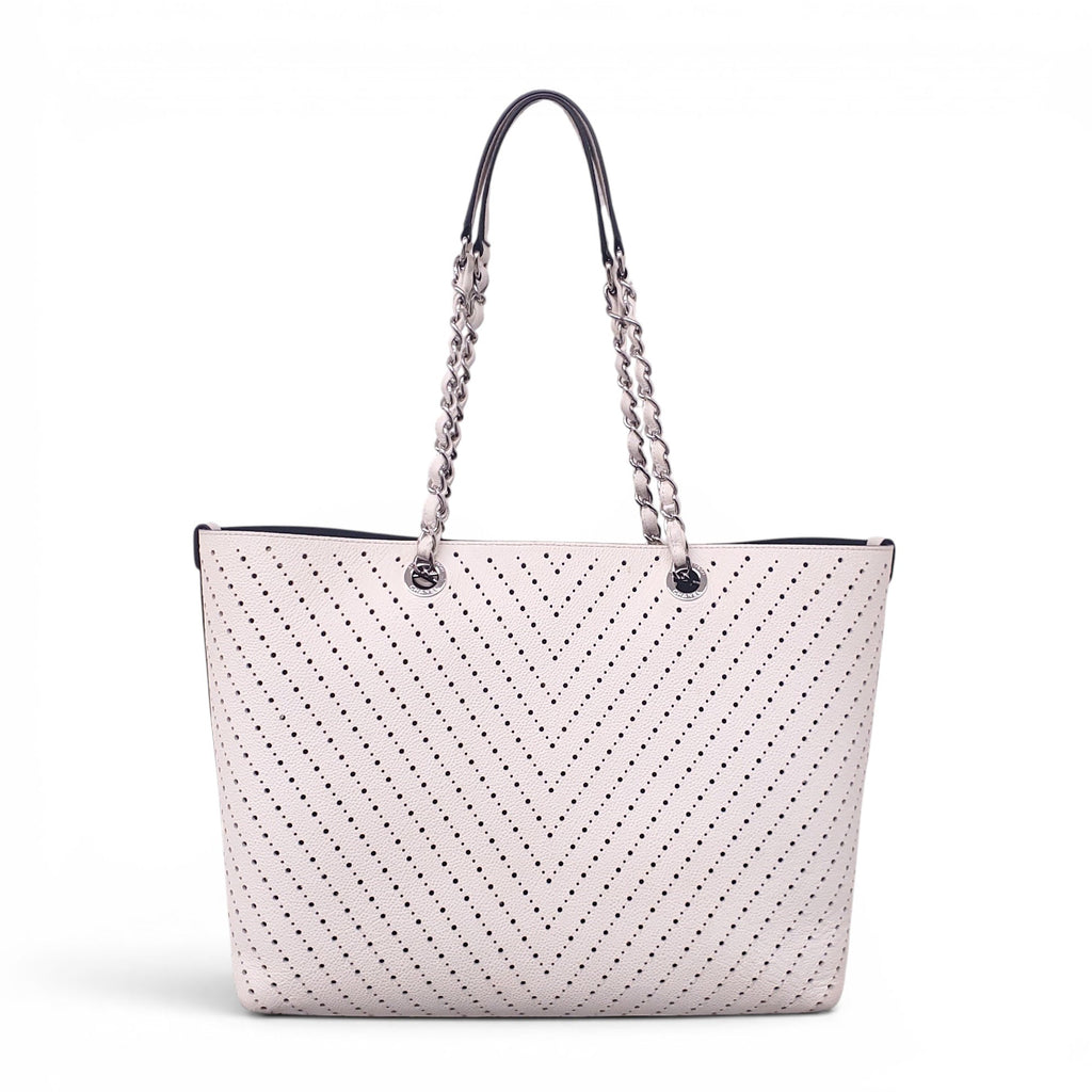 CHANEL CREAM PERFORATED TOTE BAG WITH CC LOGO