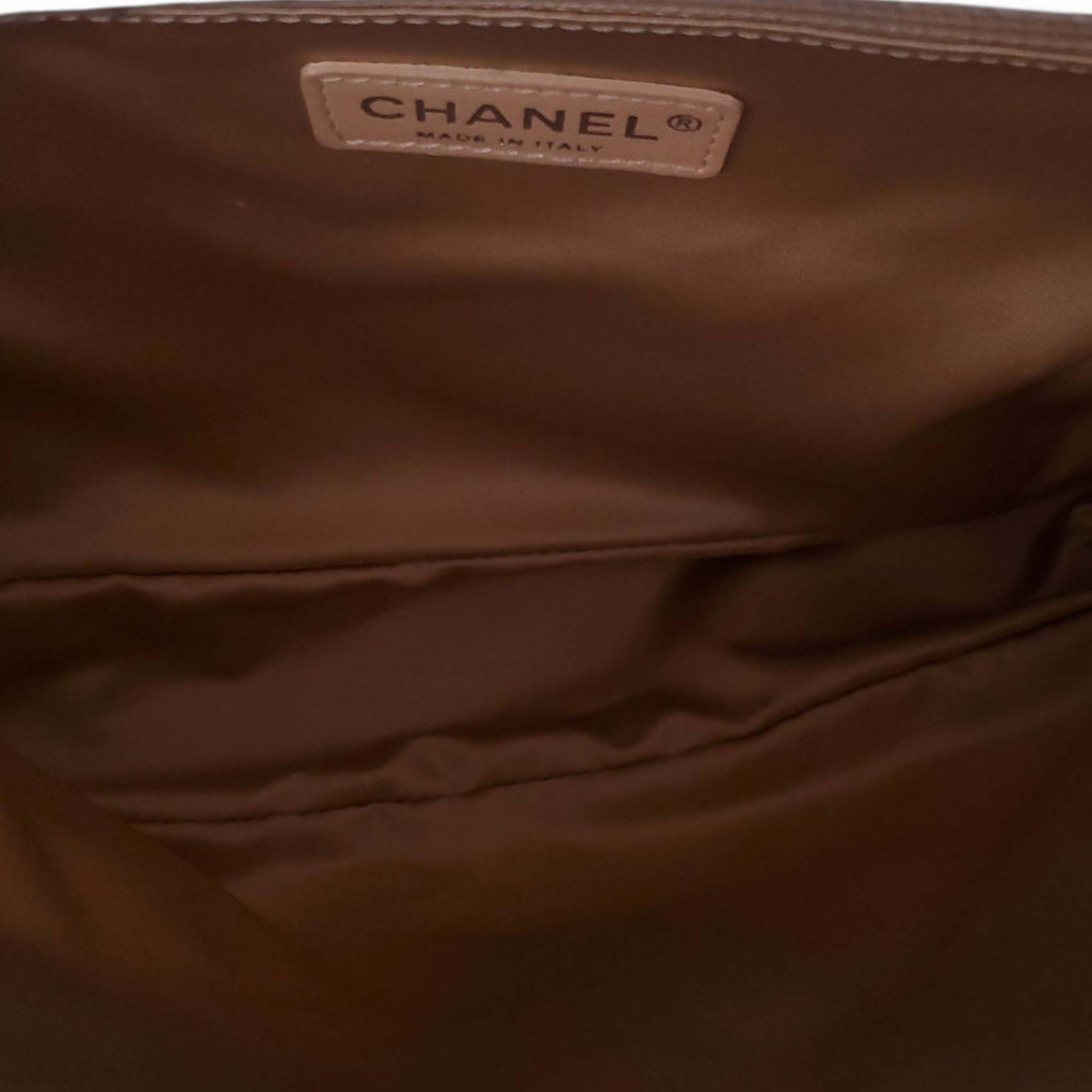 CHANEL CREAM SHIMMER QUILTED JERSEY CC FLAP BAG