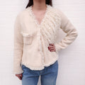 CHANEL CREAM TWEED RUFFLE JACKET - SIZE 38