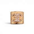 CHANEL GOLD CUFF WITH PEARL AND CRYSTAL CC LOGO