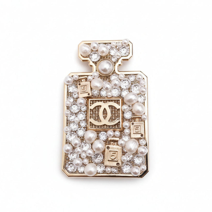 CHANEL GOLD PLATED PERFUME BOTTLE BROOCH
