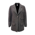 CHANEL GREY TWEED BLAZER WITH CC LOGO BUTTON - SIZE 42